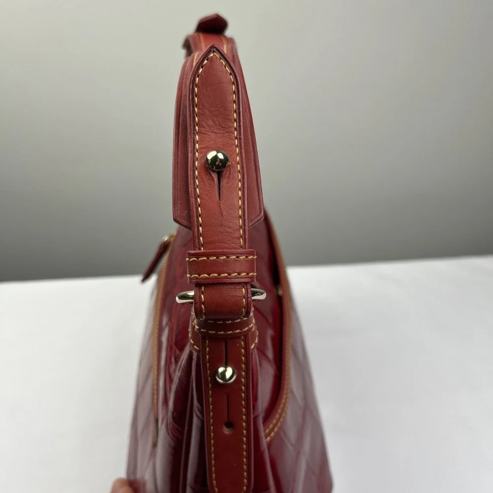Dooney & Bourke Bag Collins Red Hobo Croc Embossed Leather 1C790 RD Purse